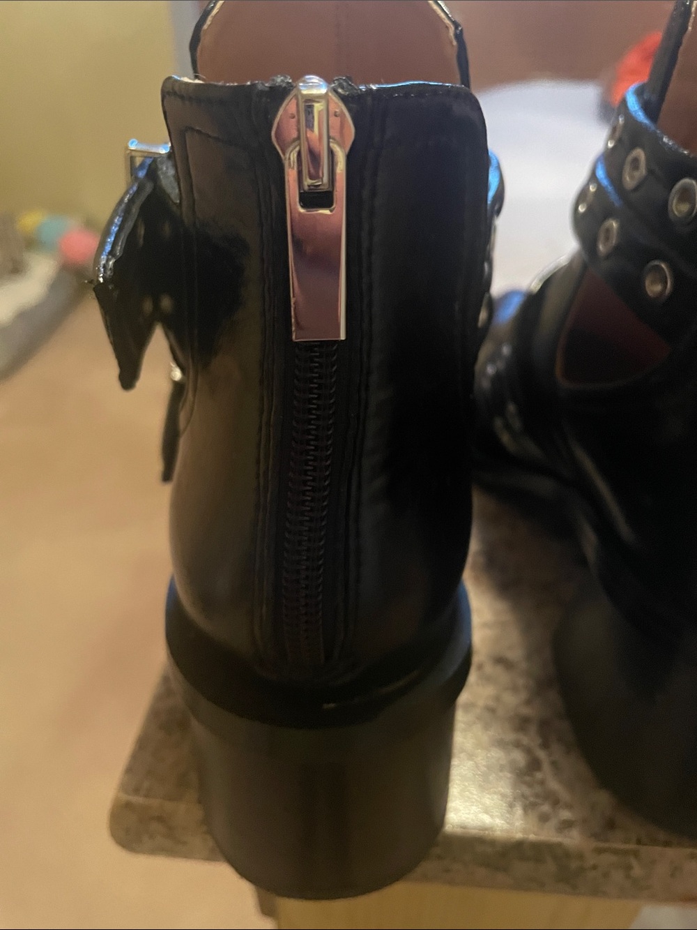 Steve Madden Black Patent Pointed Toe Buckle Ankle Boots - Picture 3 of 4